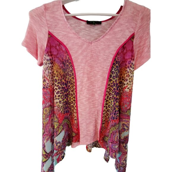 Poeme by Citron top womens size M made in USA pink leopard laganlook - Picture 2 of 3